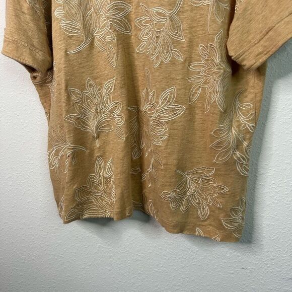 Chico’s Yellow Embroidered 100% Linen Short Sleeve Top Womens Size 2 (US Large) - Picture 3 of 15